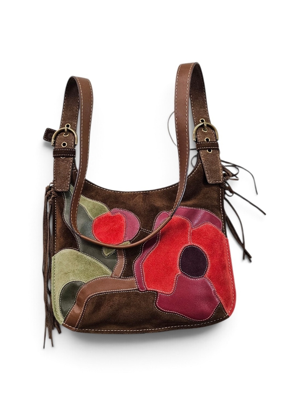Coach Poppy Brown Suede Floral Appliqué Crossbody Bag - Picture 4 of 7